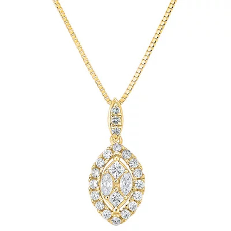 0.23 CT. T.W. Composite Diamond Marquise Frame Pendant in 14K Gold