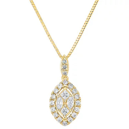 0.23 CT. T.W. Composite Diamond Marquise Frame Pendant in 14K Gold