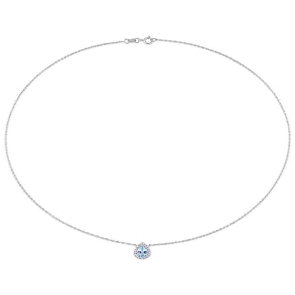 1-1/10 Carat T.G.W. Pear-Cut Sky Blue and White Topaz 10Kt White Gold Halo Neckl