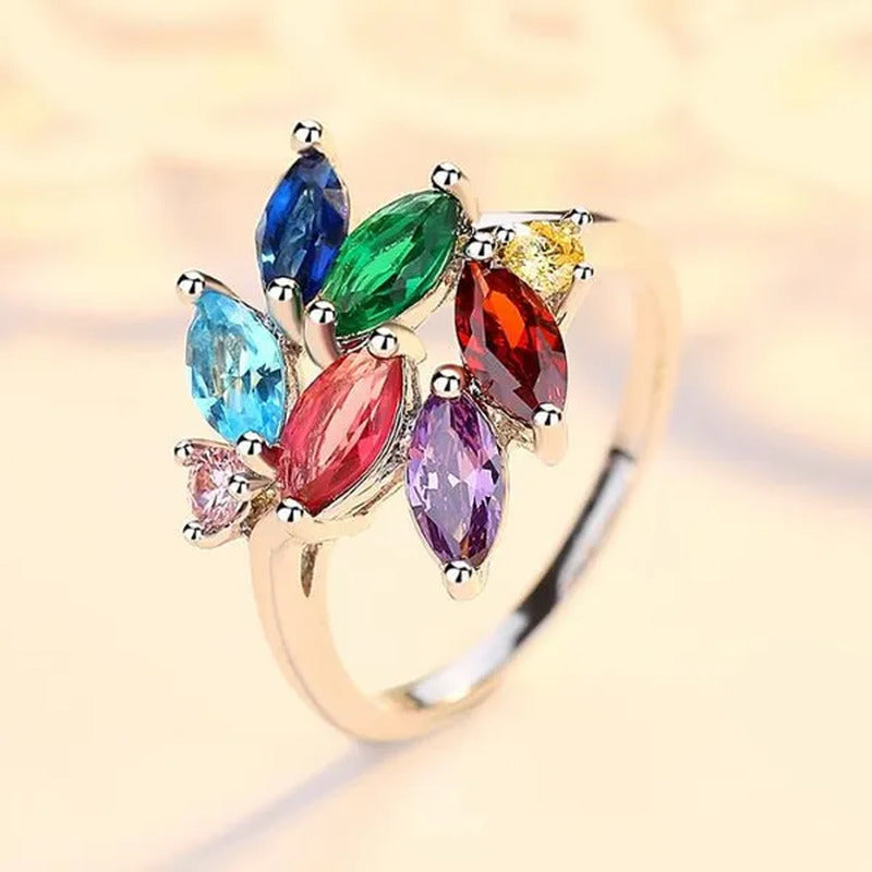 Fashion Jewelry Exquisite Gold-Plated Sapphire Emerald Ruby Amethyst Topaz Bride