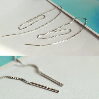 Minimalist Women'S Earline Earrings 925 Sterling Silver Long Chain Earrings, Wom