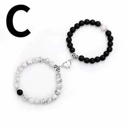 2Pcs Delicate Women'S White Turquoise Frosted Couple Bracelets Heart Shaped Bead