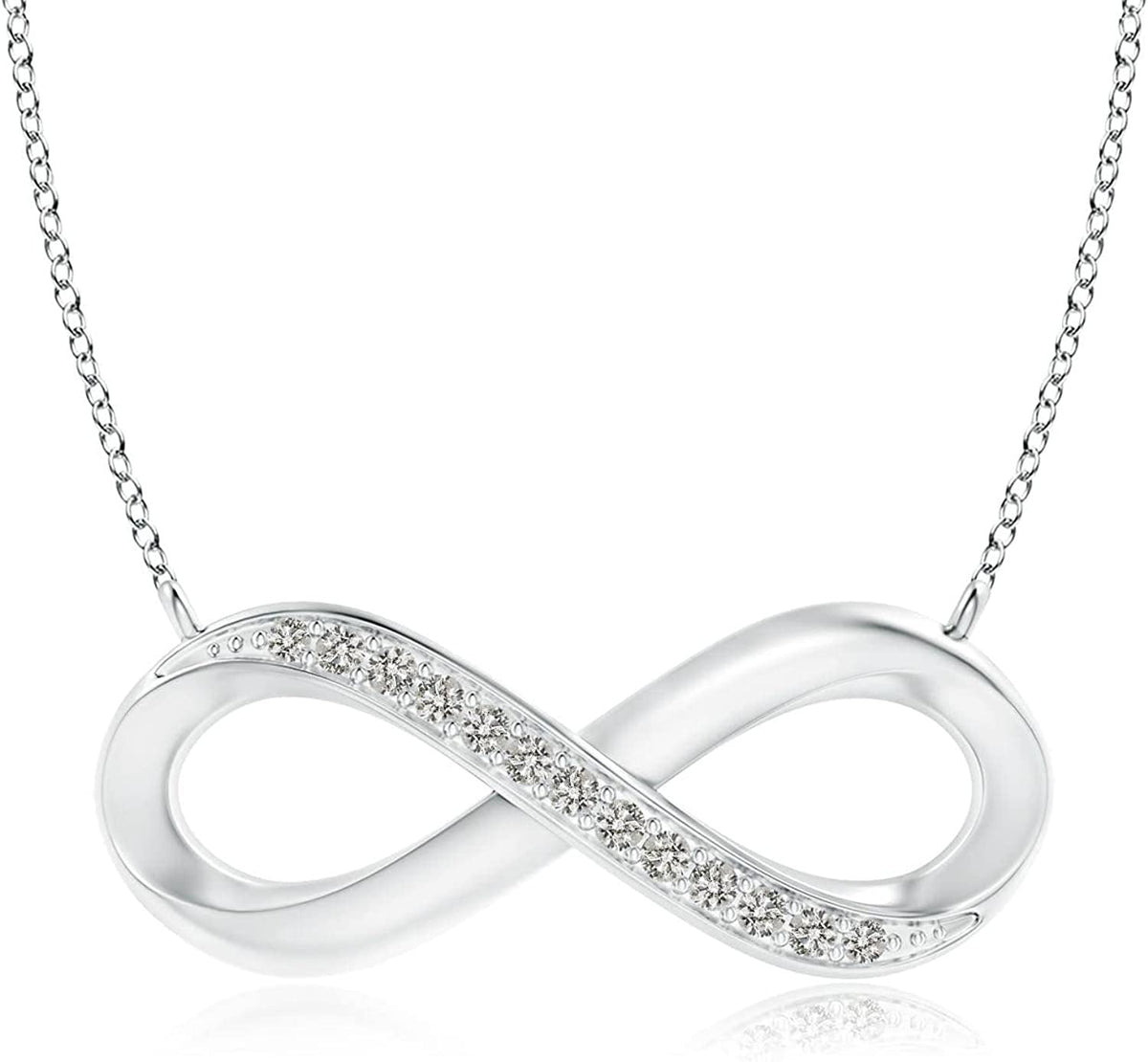 Natural Diamond Infinity Pendant Necklace in Sterling Silver/14K Solid Gold for