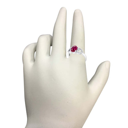 1.40 Carat Ruby & Heart Shape Diamond Gemstone Ring in 14K White Gold