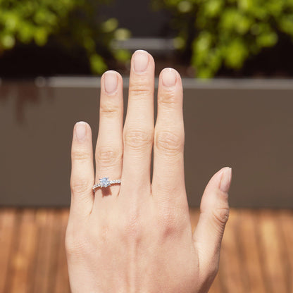 Unique Moments 1 Ct Lab Grown Diamond round Engagement Ring in 14K White Gold (G