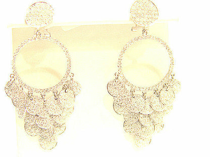 DIAMOND EARRING ROUND BRILLIANT PAVE PRONG SET DANGLE 8.80 CT 18 K F VS1/2