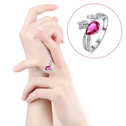 6*9Mm Pear Cut Sapphire & Ruby 925 Sterling Silver Jewelry Vintage Wedding Engag
