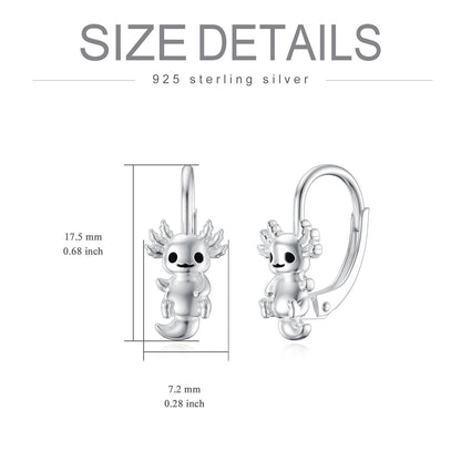 Axolotl Fish Animal Earrings 925 Sterling Silver Hypoallergenic Huggie Hoop Earr