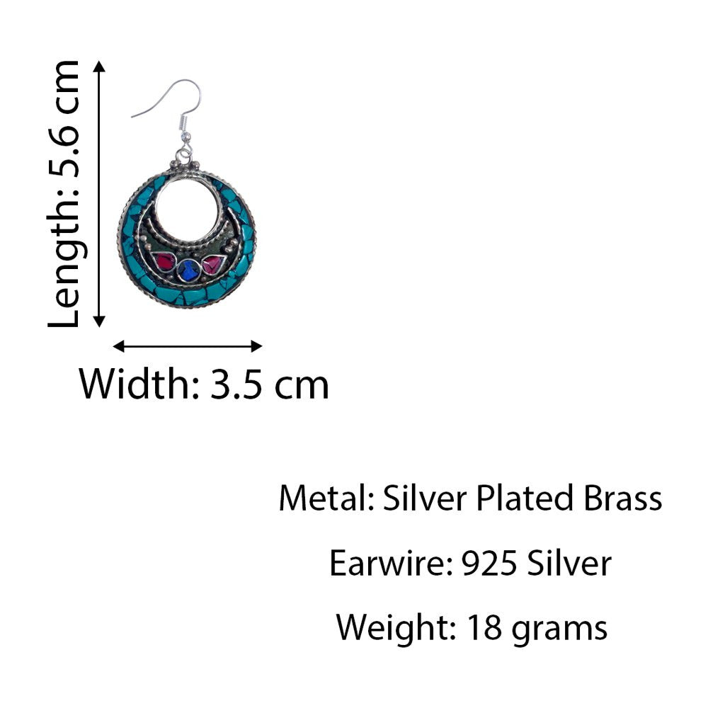 Handmade Dangle Earring for Women, Coral Lapis Lazuli Turquoise Gemstone Earring
