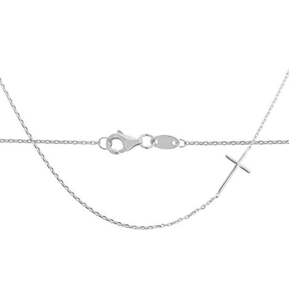 14K Gold 18" Sideways Cross Necklace