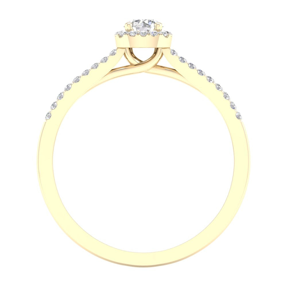 Imperial 1/4 Ct TDW round Diamond Halo Engagement Ring in 10K Yellow Gold (H-I,
