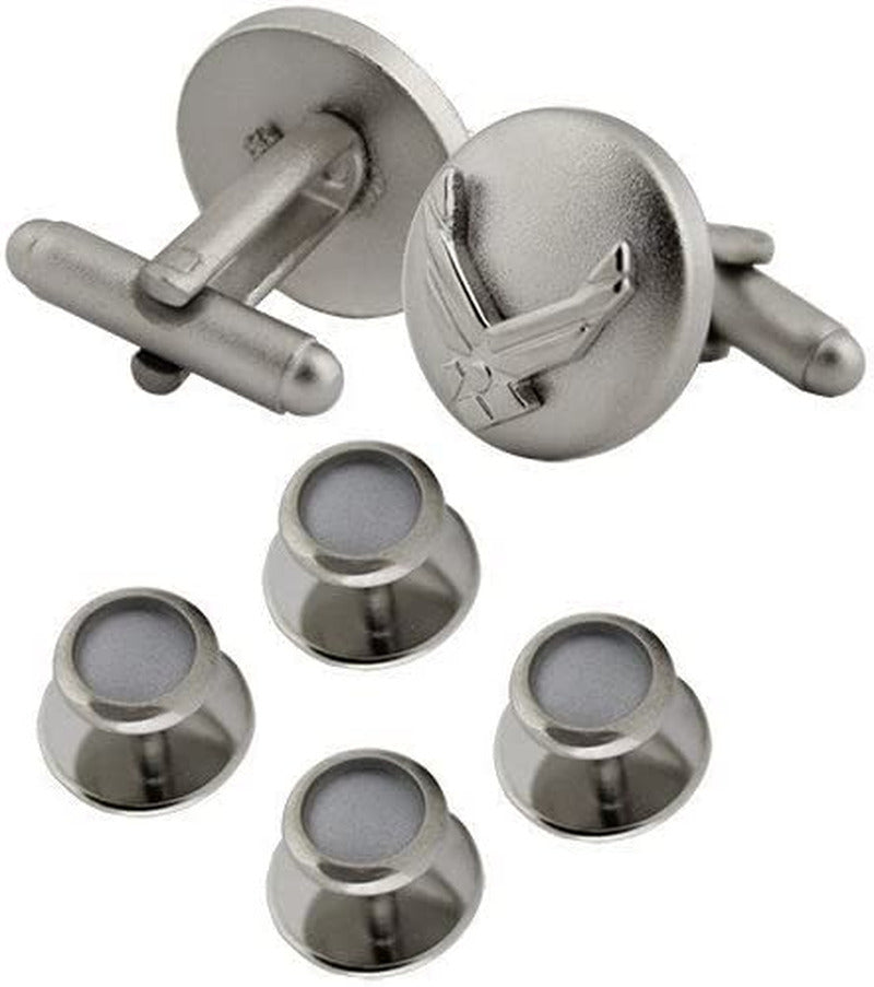 USAF Air Force Eagle Device Cufflinks and Studs Formal Set in Silver with Presen