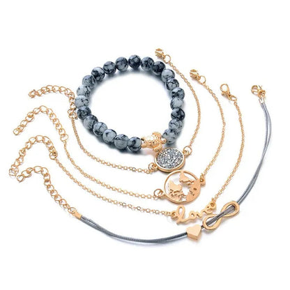 Fashion 5 Pieces / Set of Women'S Love Turtles Braided Rope Bracelet Jewelry Gif