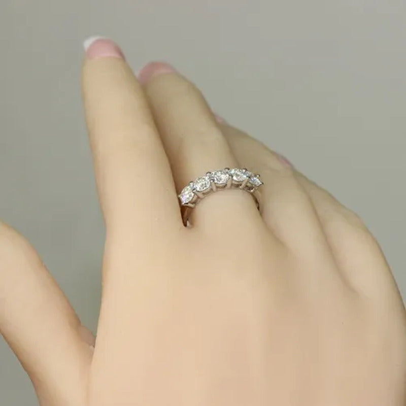 Queen Brilliance 1.5 Ct Engagement Wedding Band Half Eternity Moissainite CZ Dia