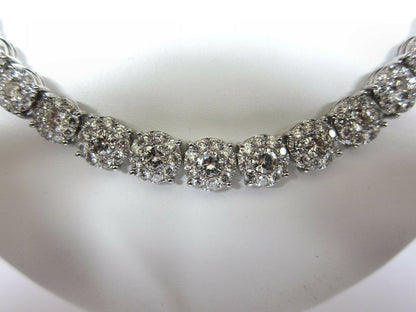DIAMOND NECKLACE ROUND BRILLIANT BIG HALO GRADUATED AROUND SET CENTER 9.00 MM