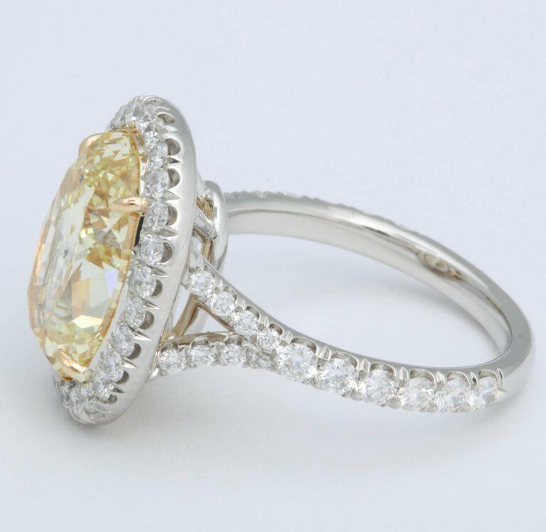 6 Carat Oval Fancy Yellow Diamond Ring GIA Certified Engagement Ring