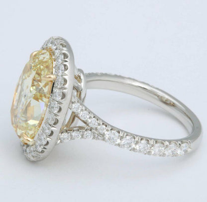 6 Carat Oval Fancy Yellow Diamond Ring GIA Certified Engagement Ring