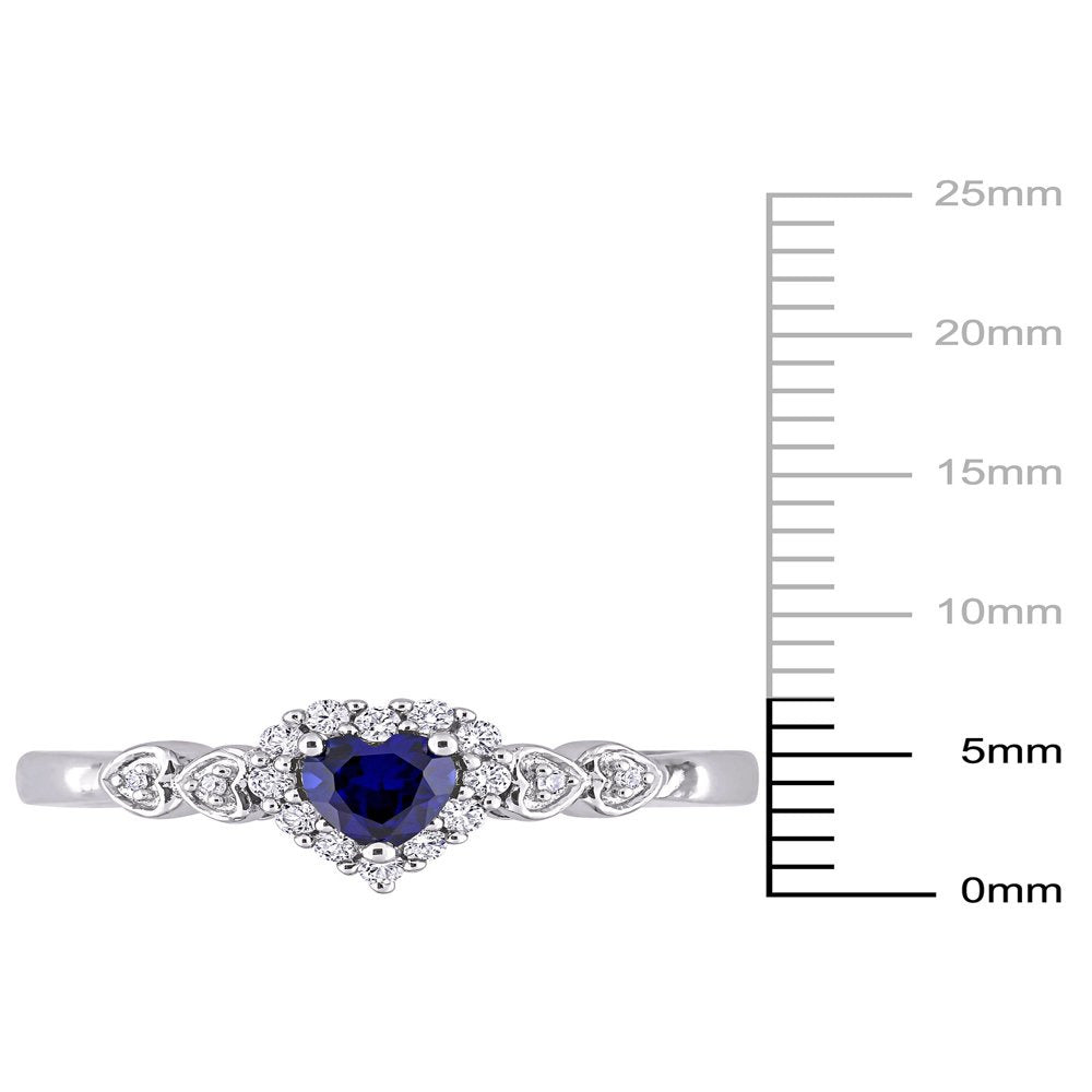 3/8 Carat T.G.W. Created Blue Sapphire, Created White Sapphire and Diamond Accen