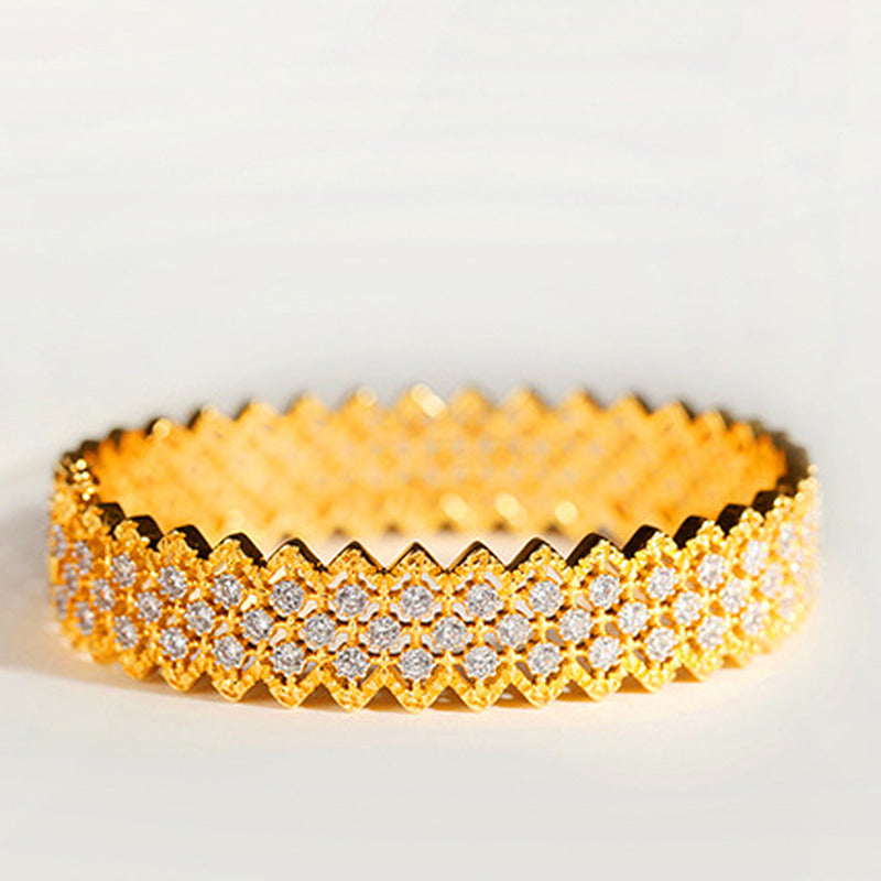 Craft Vintage Bracelet S925 Silver Gold-Plated Zirconium Diamonds