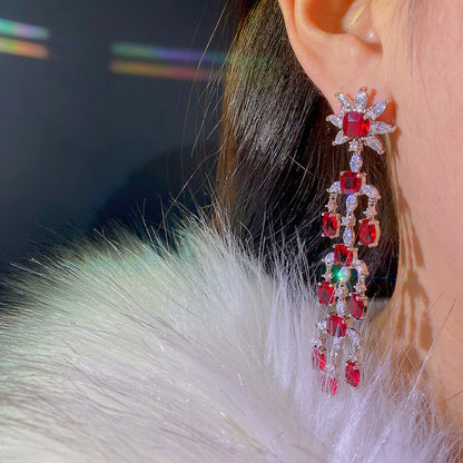Earringvintage Court Baroque Ruby Flower Earrings