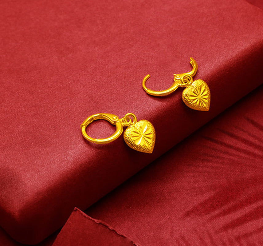 Gold-Plated Earrings Female Tassel Flower Asymmetric Earrings Sand Gold-Plated E