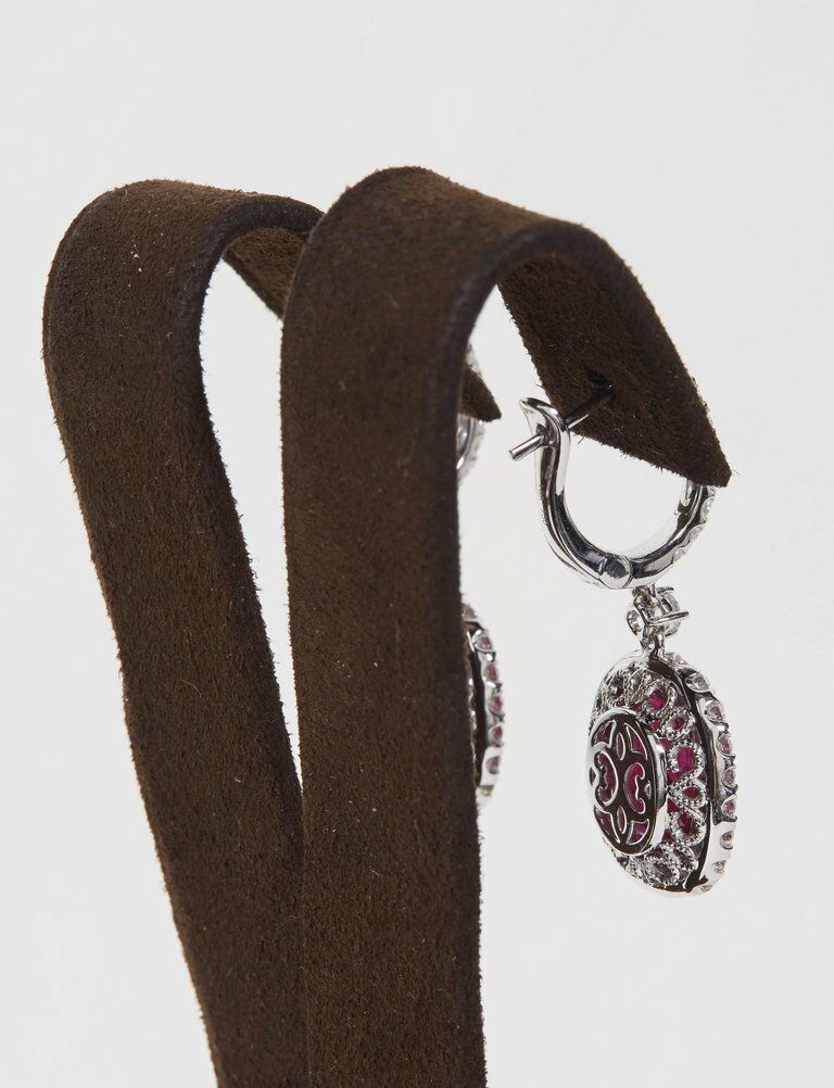 GIA Certified Ruby 13.70 ct and Diamond round 1.85 ct Drop Earrings
