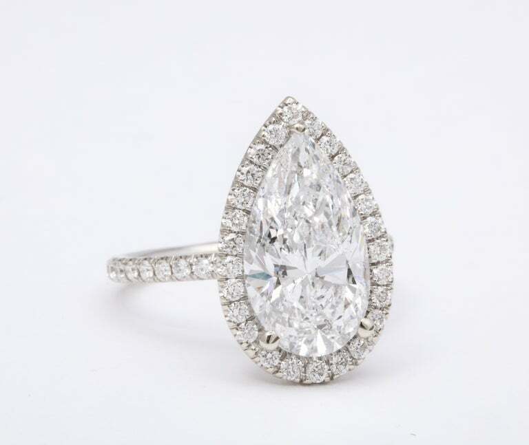 5 Carat D Color Pear Shape Engagement Ring GIA Certified