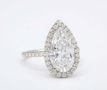 5 Carat D Color Pear Shape Engagement Ring GIA Certified