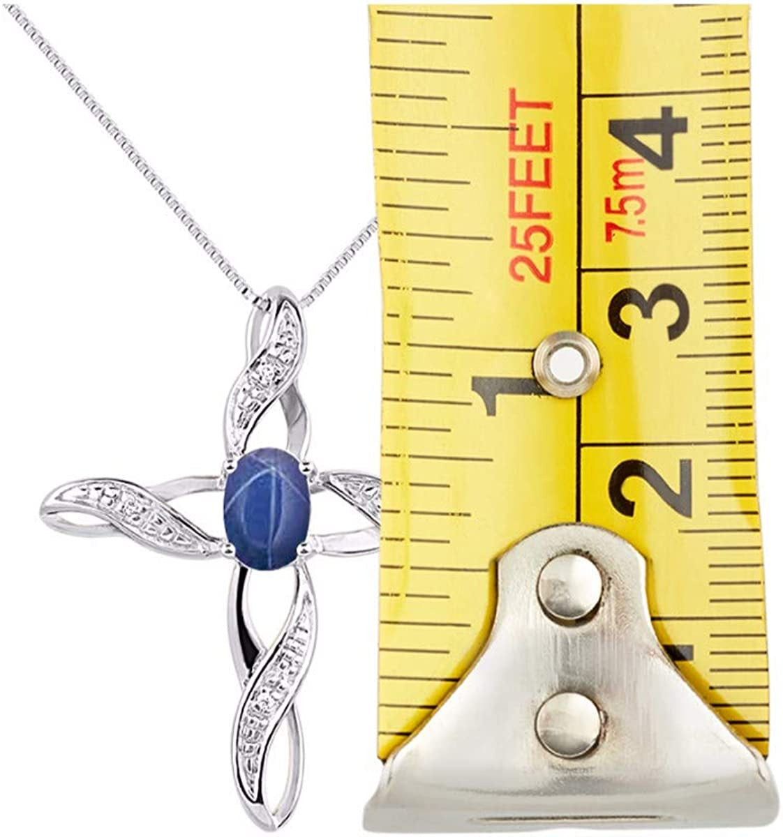 Necklaces for Women Silver 925 Cross Necklace with Gemstone & Genuine Diamonds P