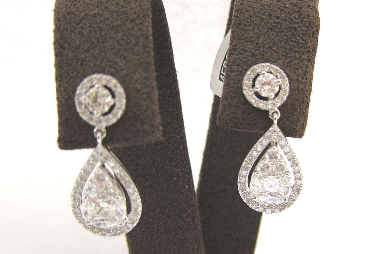 DIAMOND EARRING MARQUISE PRINCESS ROUND BRILLIANT SET CLUSTER EARRING