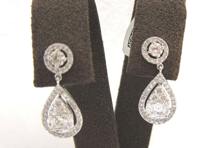 DIAMOND EARRING MARQUISE PRINCESS ROUND BRILLIANT SET CLUSTER EARRING