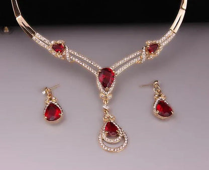 HOT Sale RED Garnet Ruby Topaz 18K Yellow/White Gold Plated Crystal Water Drop N