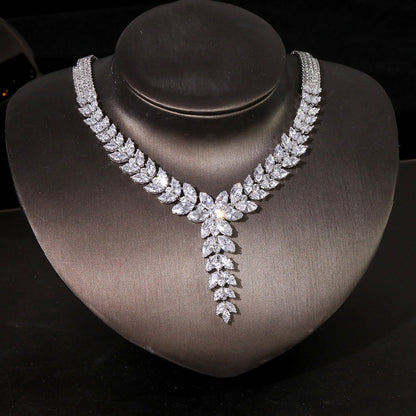 Women'S Engagement Jewelry Set, High Quality CZ Wedding Bridal Tiara Crown Neckl