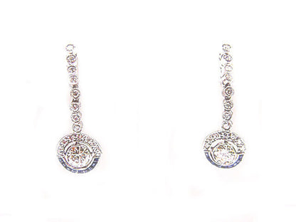 2 ROUND BRILLIANT CUT LARGER DIAMONDS DROPS SET BAGUETTE