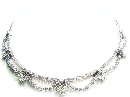DIAMOND PEAR MARQUISE BAGUETTE ROUND BR NECKLACE 17.65 CTTW 18 K WHITE GOLD