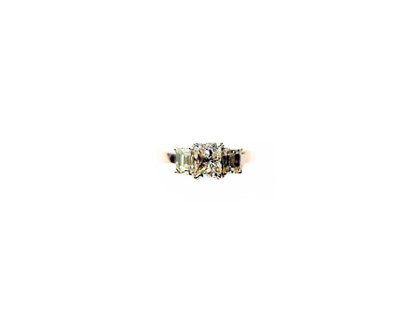 RADIANT CUT DIAMOND CENTER 4 PRONG SET 1.50 CT SIDES 2 SET