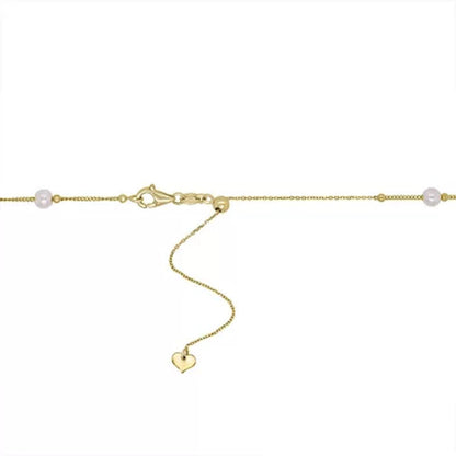 14K Freshwater Cultured Pearl and High Polish Bead Necklace, 18"