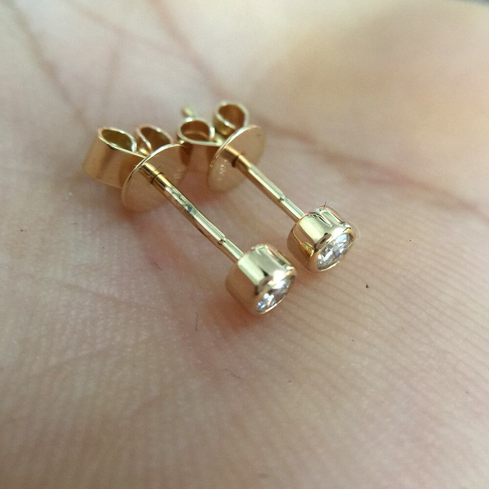 0.6 Cttw round Excellent Loose 3MM Moissanite Earrings 14K Yellow Gold Stud