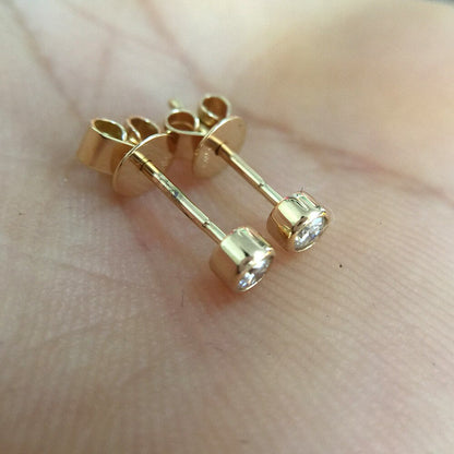 0.6 Cttw round Excellent Loose 3MM Moissanite Earrings 14K Yellow Gold Stud
