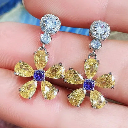 Fashion Bridal Wedding Earrings Jewelry Gifts Silver Plated Lab Diamond Gemstone