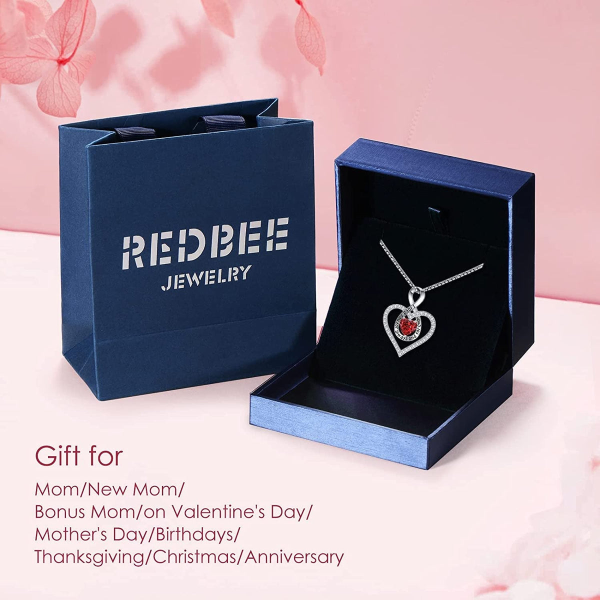 Jewelry for Women Infinity Heart Birthstone Necklace 18K Rose Gold / 925 Sterlin
