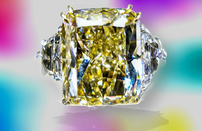 GIA CERTIFIED FANCY YELLOW DIAMOND CUSHION BRILLIANT DIAMOND SIDE SHEILD SHAPE