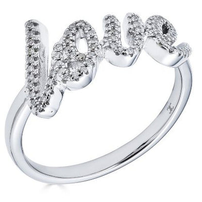 Sterling Silver and 0.14 CT. T.W. Diamond "LOVE" Ring