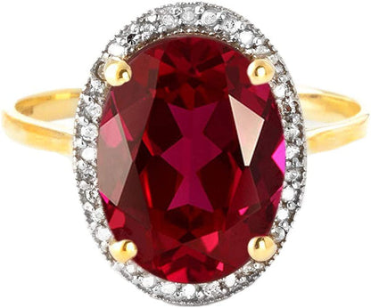Galaxy Gold GG 7.93 Ct 14K Solid Gold Ring Oval-Shaped Ruby Diamonds