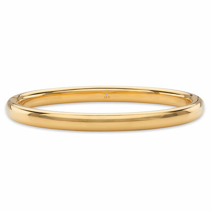 Polished 14K Ultra-Lightweight Nano Diamond Resin Filled Hinged Bangle Bracelet