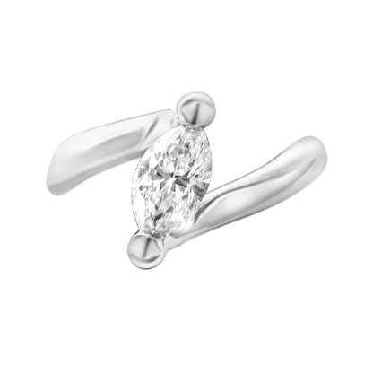 CERTIFIED HEAVY PLATINUM RING CENTER MARQUISE BRILLIANT .75 CT PLATINUM