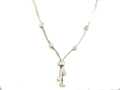 2.15 CT DIAMOND LONG NECKLACE CLUSTER BOTTOM 20 INCH NECK SIZE 14 K WHITE GOLD