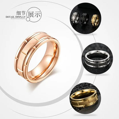 Simple Style Fashion Trendy 316L Stainless Titanium Steel Men Personalized Ring