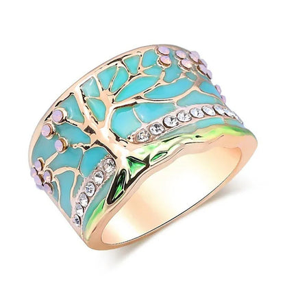 Enamel Wide Ring for Woman Big Rings for Women Vintage Jewelry Gold Ring Pink Op