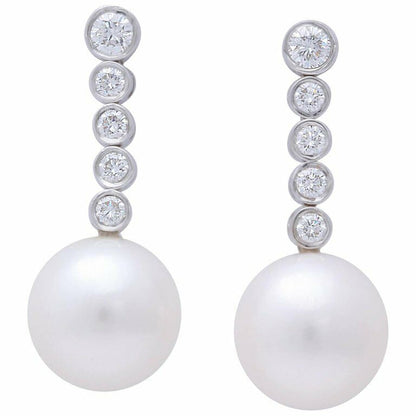 Pearl and Diamond Dangle Earrings